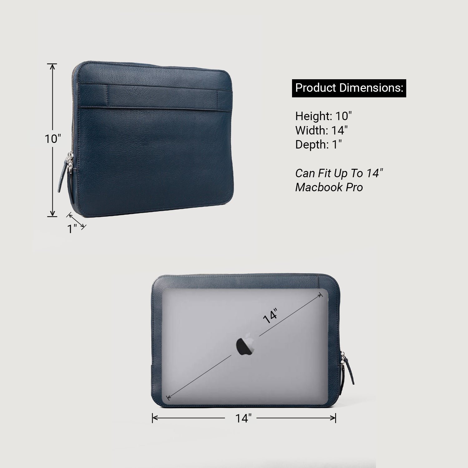 The Baxter Midnight Blue Leather Laptop Sleeve - Image 3