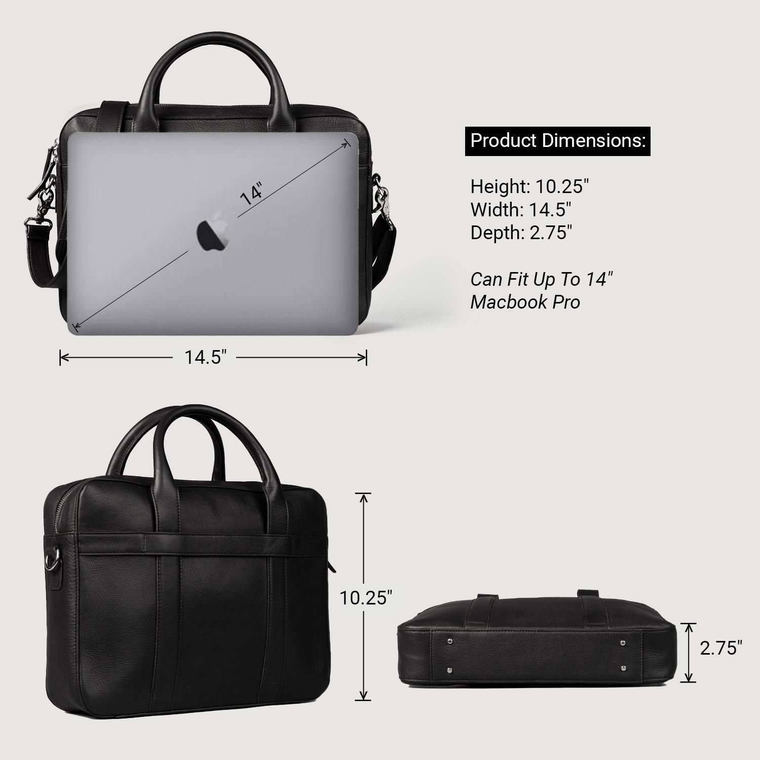 The Captain Black Leather Briefcase - Image 3