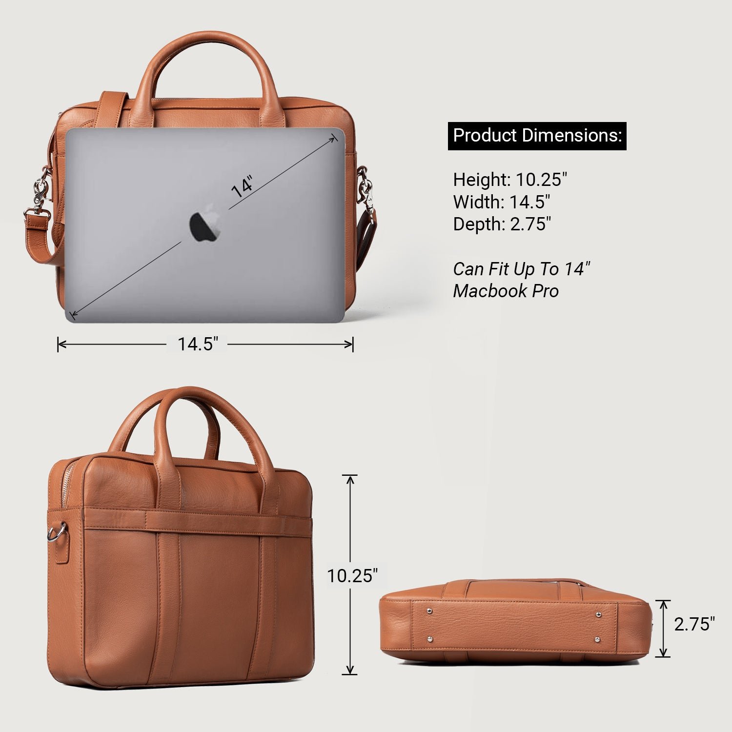 The Captain Brown Leather Briefcase - Image 3