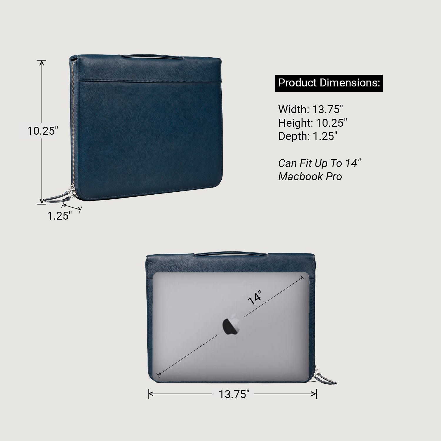 The Eclectic Midnight Blue Leather Folio Organizer - Image 3