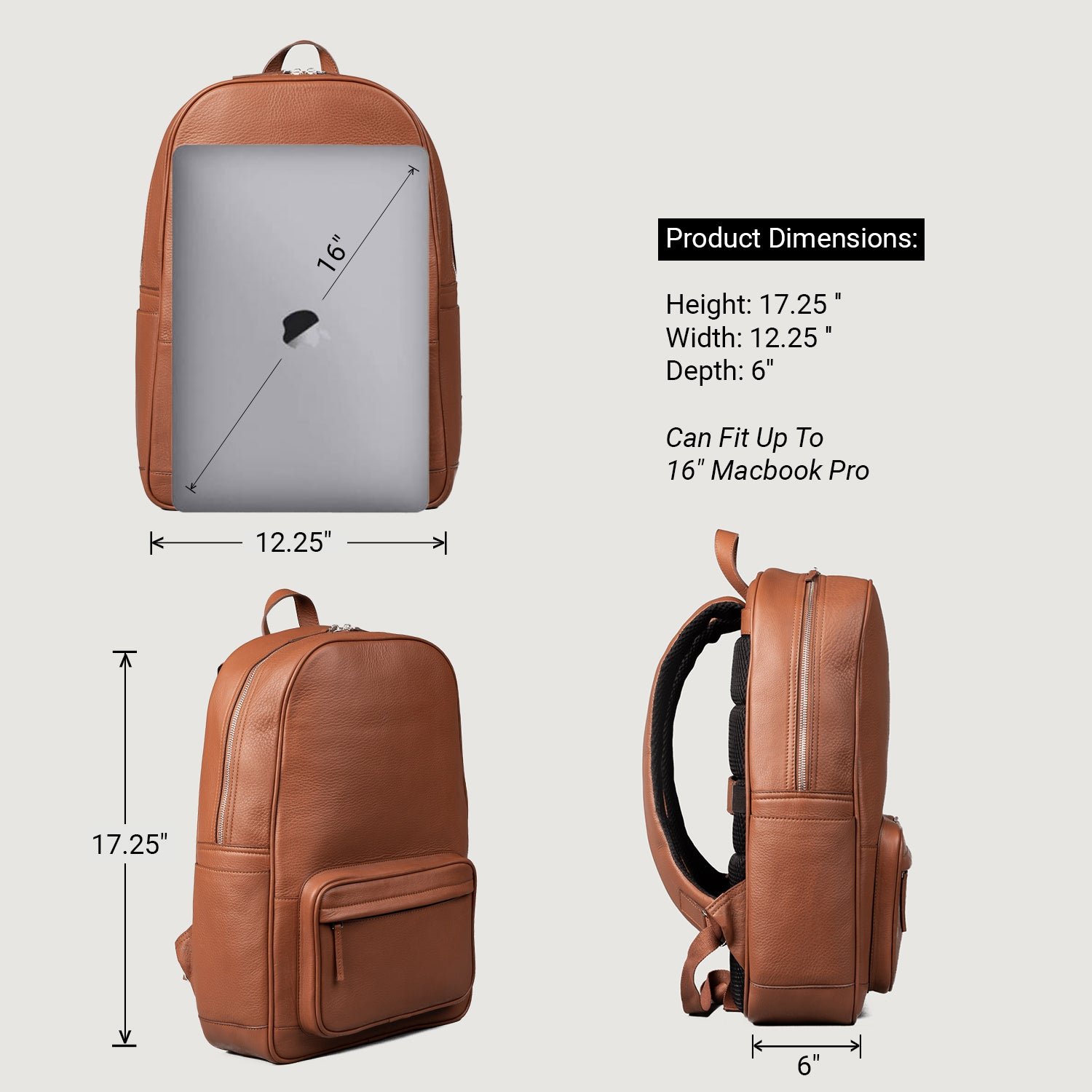 The Philos Brown Leather Backpack - Image 3