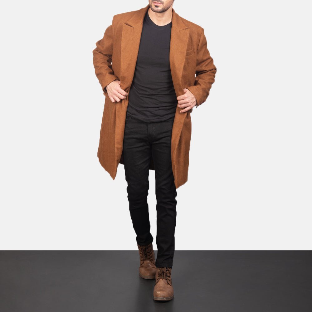 Claud Khaki Wool Double Breasted Coat - Image 4
