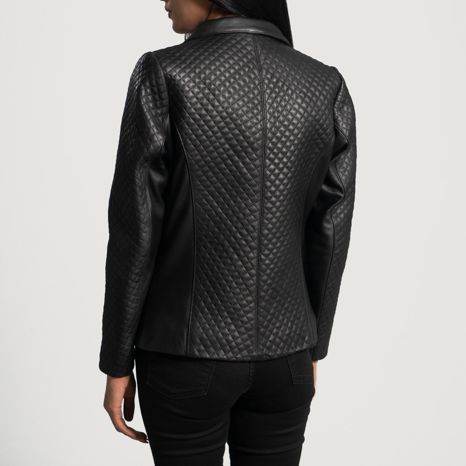 Cora Quilted Black Leather Blazer - Image 6