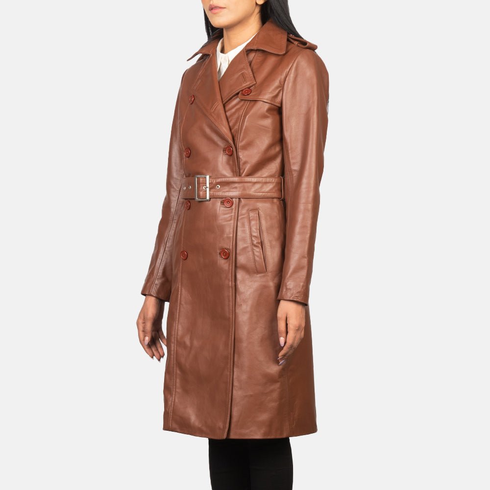 Alice Brown Double Breasted Leather Coat - Image 2