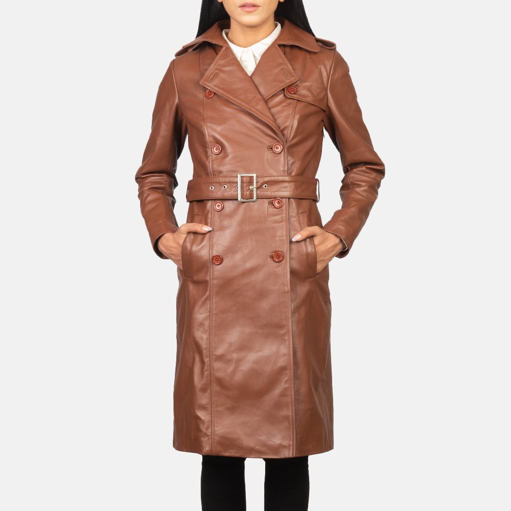 Alice Brown Double Breasted Leather Coat - Image 3