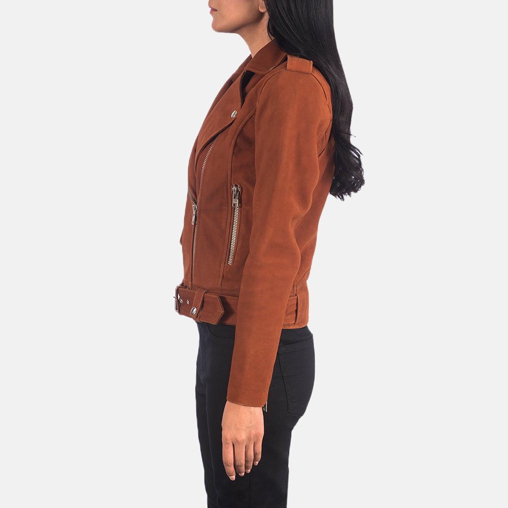 Alison Brown Suede Biker Jacket - Image 6