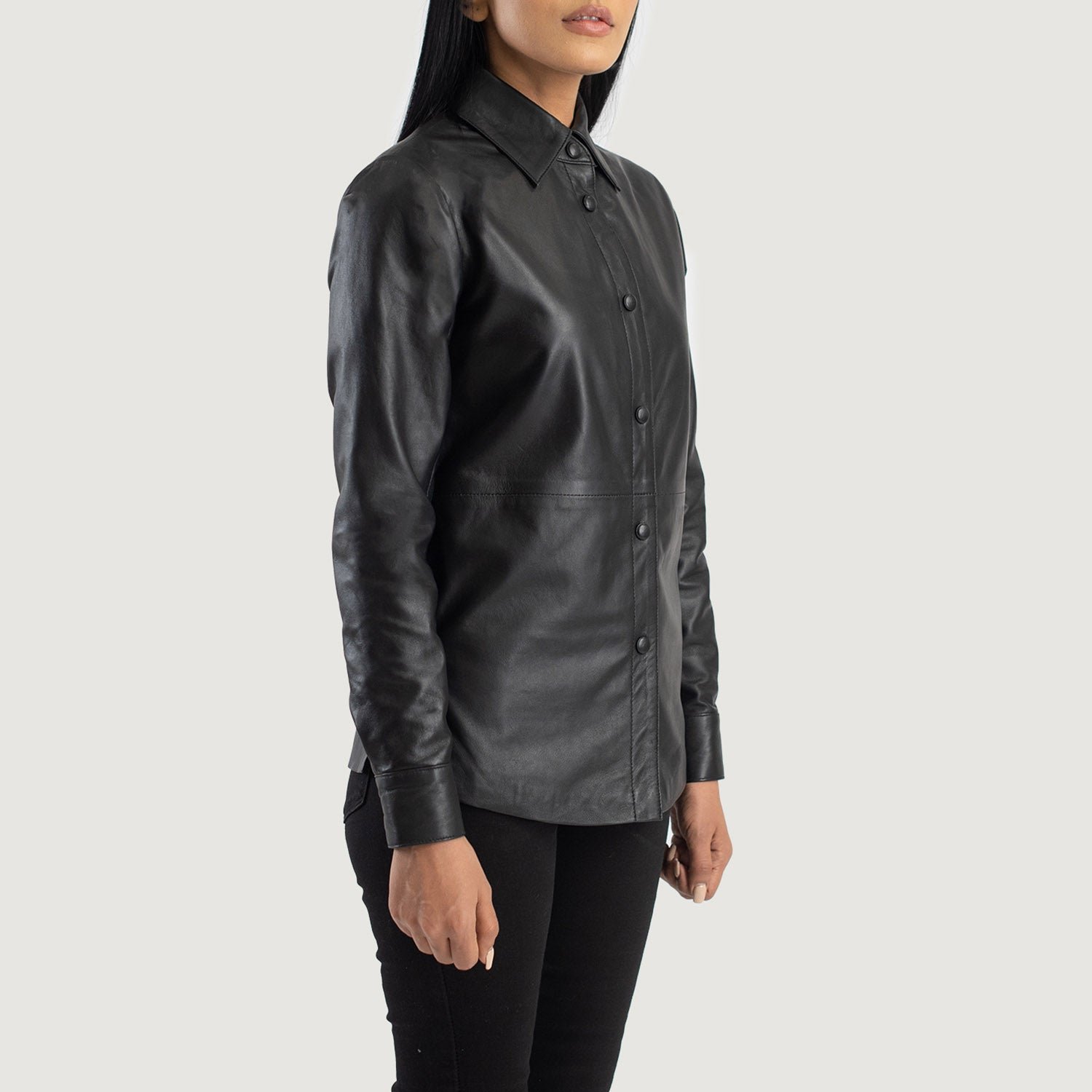 Zenith Black Leather Shirt Jacket - Image 2