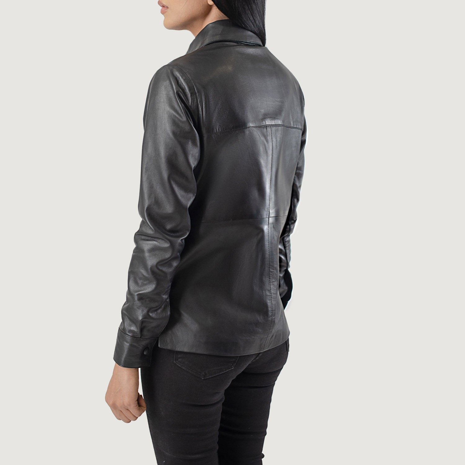 Zenith Black Leather Shirt Jacket - Image 5