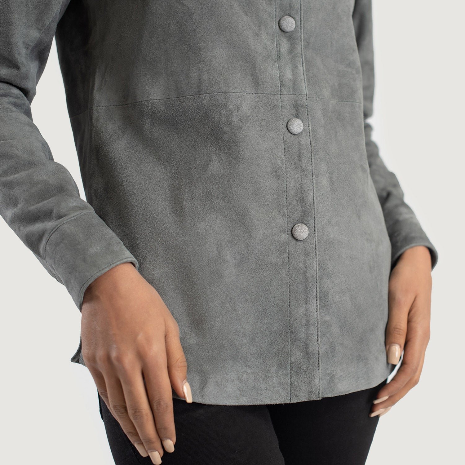 Zenith Grey Suede Leather Shirt Jacket - Image 6