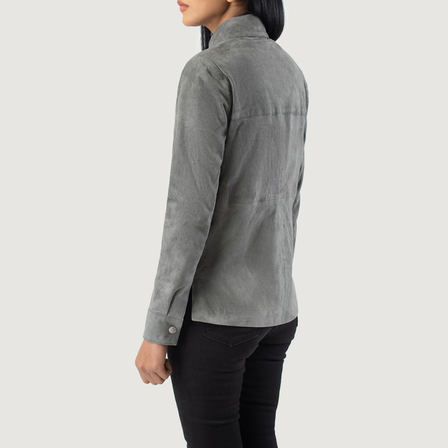 Zenith Grey Suede Leather Shirt Jacket - Image 5