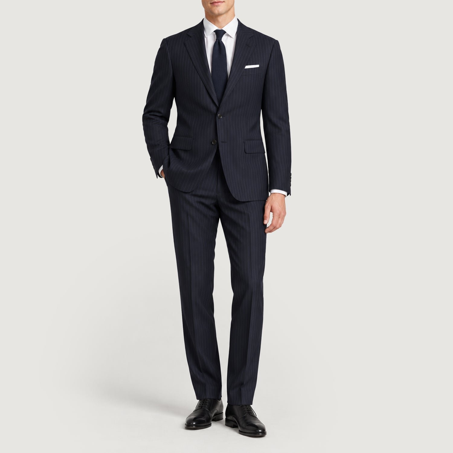 Grant Navy Blue Pinstripe Classic Single Breasted Suit