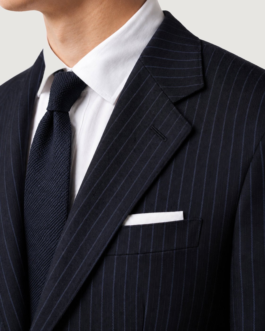 Grant Navy Blue Pinstripe Classic Single Breasted Suit - Image 4
