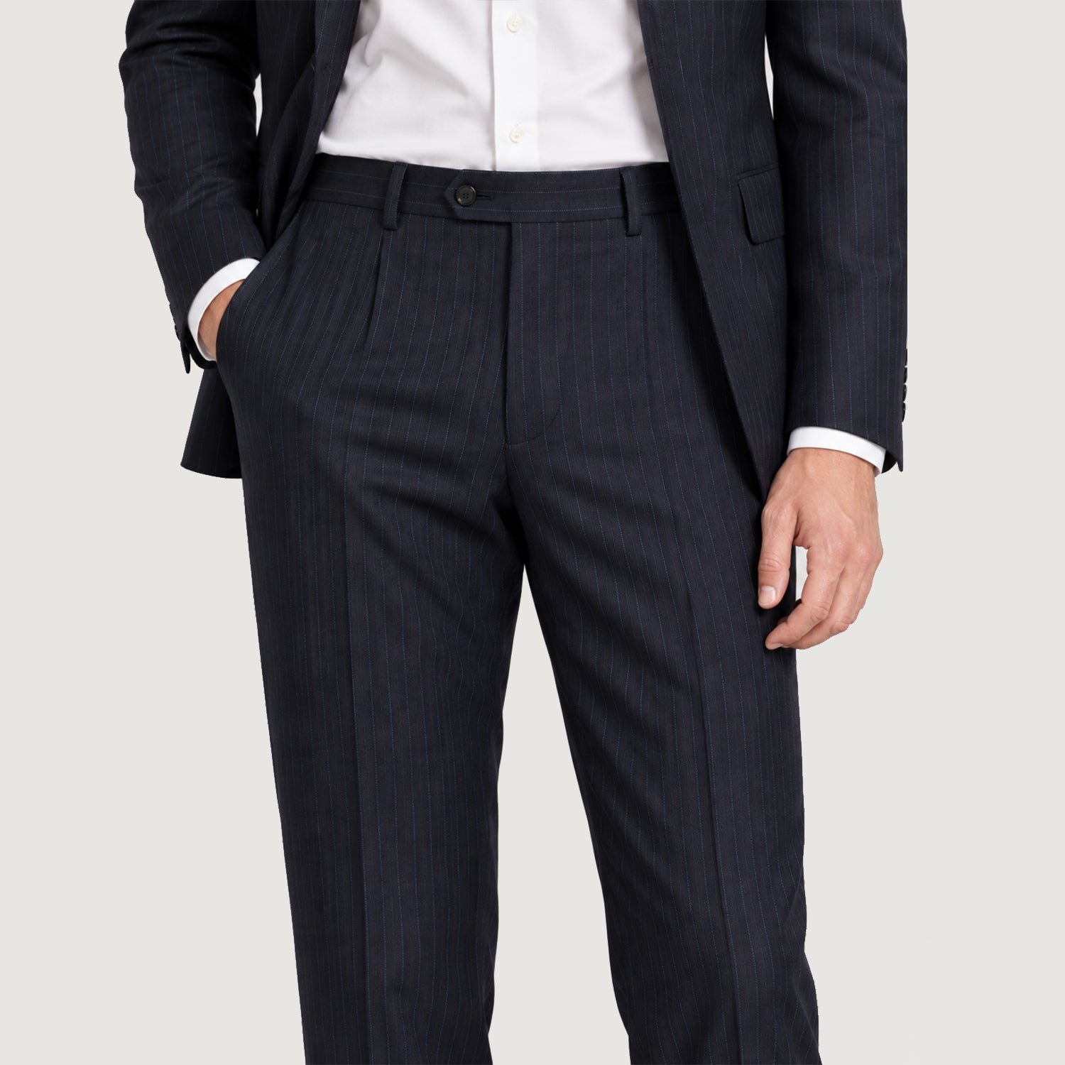 Grant Navy Blue Pinstripe Classic Single Breasted Suit - Image 6